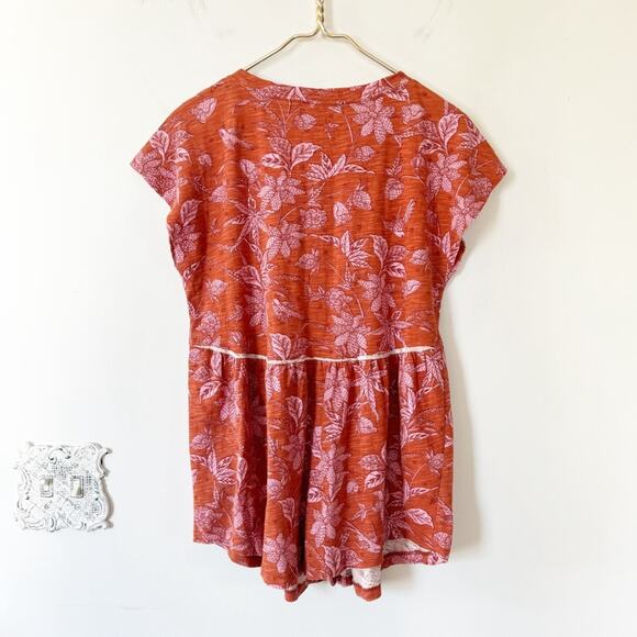 NWOT Anthropologie Pink Tropical Floral Washed Babydoll Top Button Front S - Picture 8 of 11